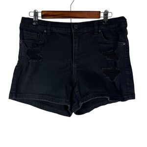 Soho New York & Company Distressed Denim Jean Shorts Women's 8 Black